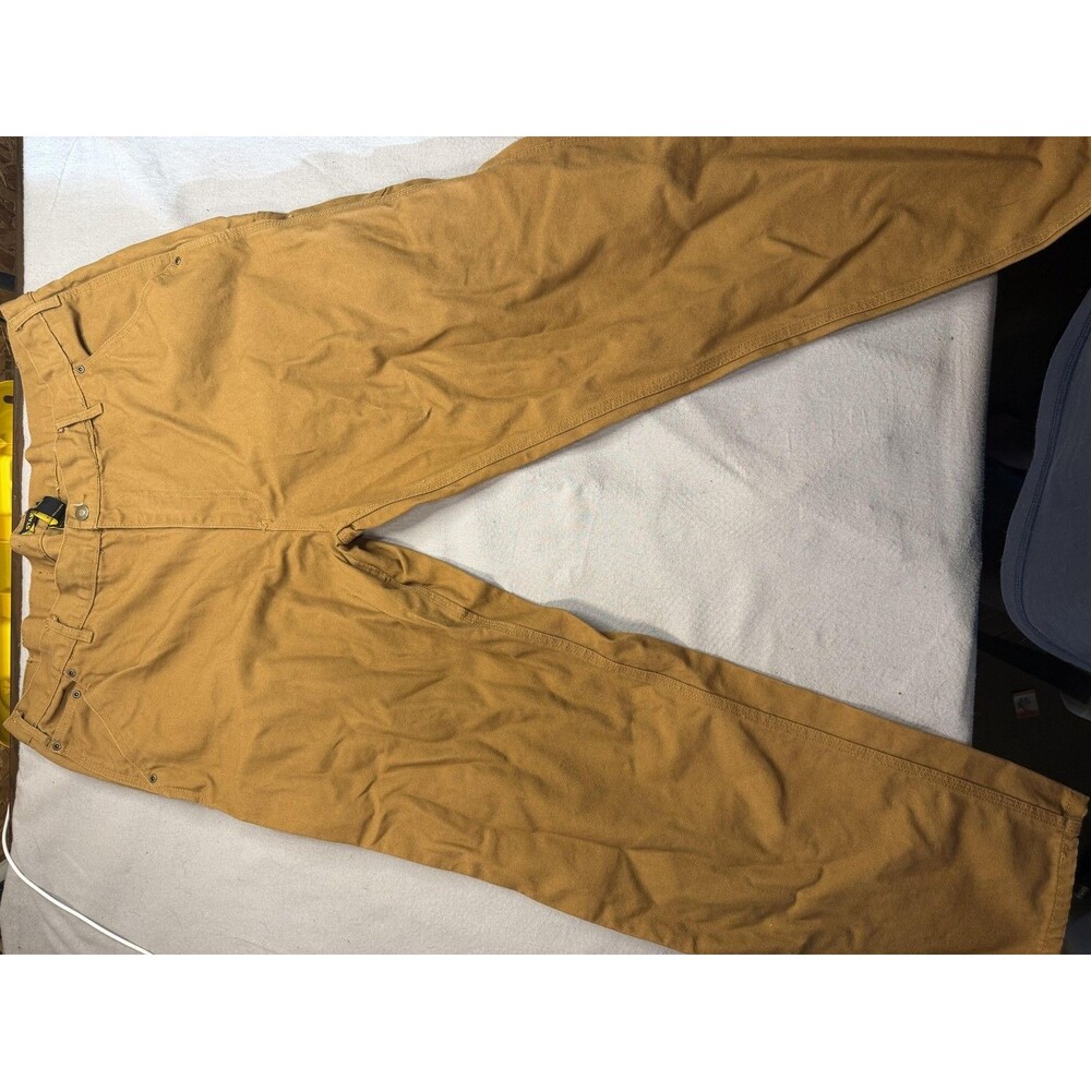 Stanley Pants Mens 42x32 Brown Canvas Carpenter Relaxed Fit Workwear Utility